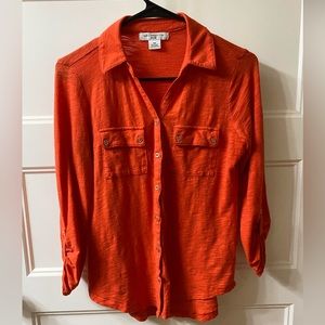 Orange, button up, size small, brand Liz Claiborne